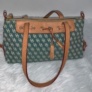 Vintage Dooney & Bourke Signature Canvas Tassel Handbag